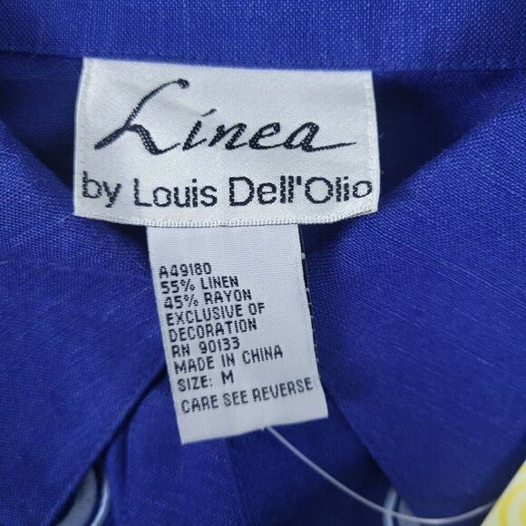 Linea Louis Dell Olio Womens Embroidered Linen Tunic Top Medium Blue Hippie NWT - Picture 5 of 7